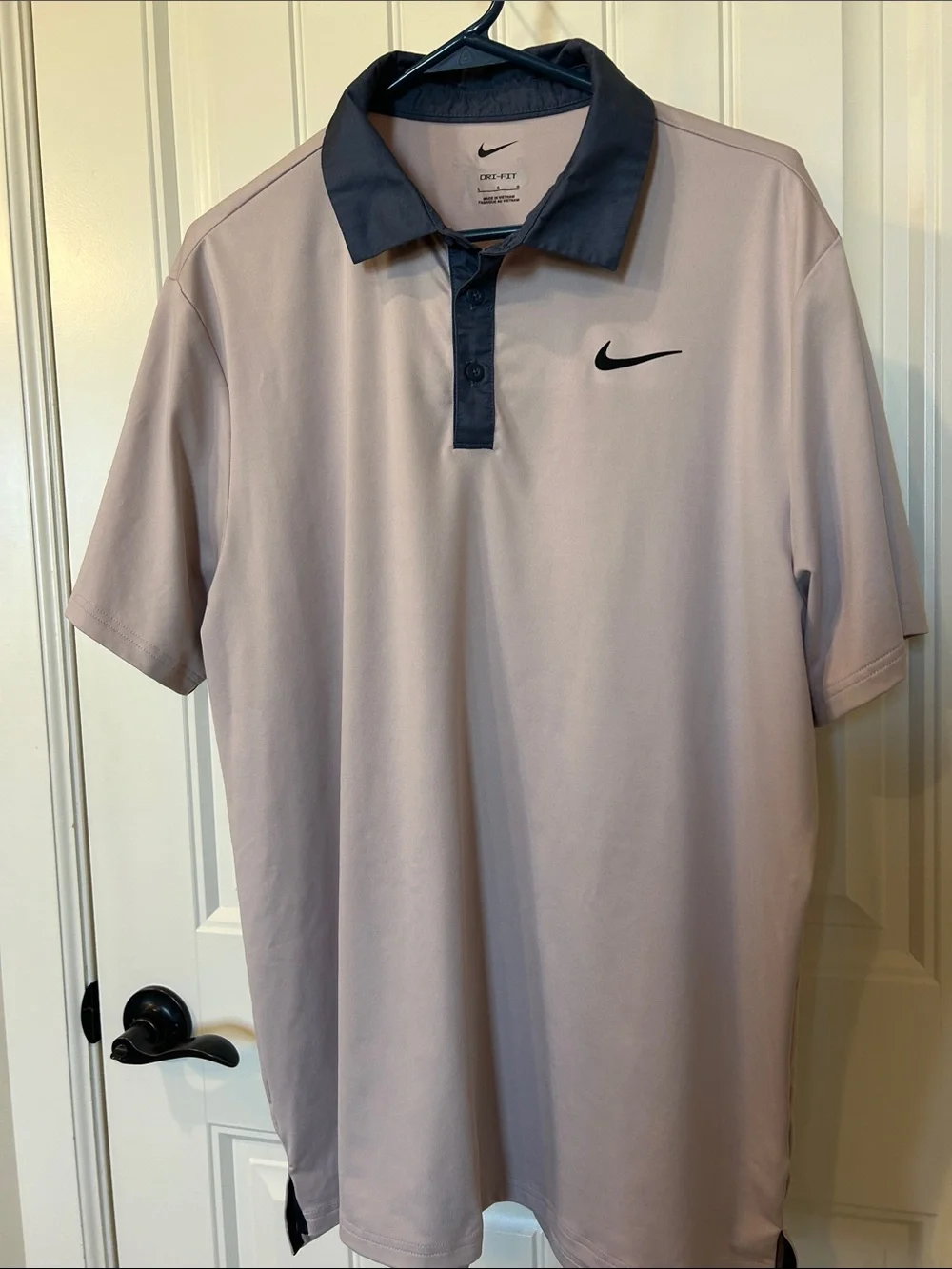 Nike Men’s Polo - Light Pink Body with Dark Gray Collar